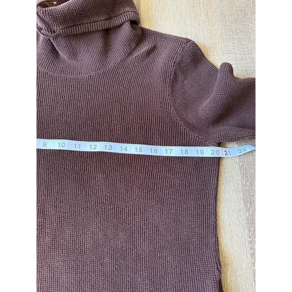Lauren Ralph Lauren Brown Knit Cowl Neck Pullover Sweater S/M Cotton Drawstring - Picture 7 of 15